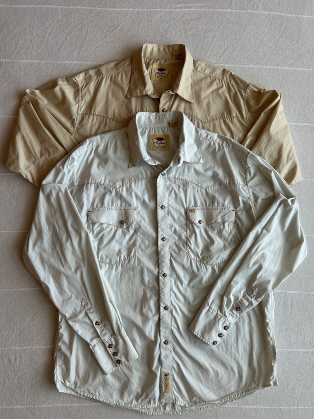 Larry Mahan Cream Western Button-Down Shirt with Tan Shirt